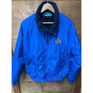Tri-Mountain International Harvester Bomber Jacket Blue Fleece Lined Mens XL